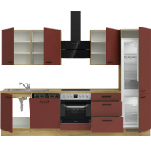 Komplette Küche mit Spüle, Geschirrspüler, Backofen, Dunstabzugshaube, Kühlschrank und Schränken