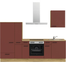 Bloc cuisine complète équipée NOBILIA Urban 270 cm façade rouge rouille mate variante à gauche monté 4004539016057