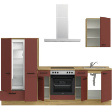 Bloc cuisine complète équipée NOBILIA Urban 270 cm façade rouge rouille mate variante à gauche monté 4004539016057