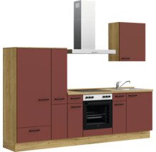 Bloc cuisine complète équipée NOBILIA Urban 270 cm façade rouge rouille mate variante à gauche monté 4004539016057