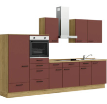 Bloc cuisine complète équipée NOBILIA Urban 330 cm façade rouge rouille mate variante à gauche monté 4004539016453
