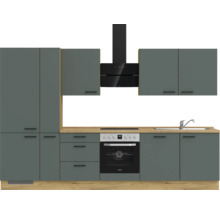 Cuisine complète NOBILIA avec appareils Urban 330 cm vert minéral mat prémontée variante gauche 4004539014596