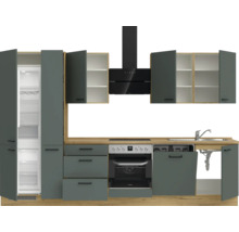 Cuisine complète NOBILIA avec appareils Urban 330 cm vert minéral mat prémontée variante gauche 4004539014596