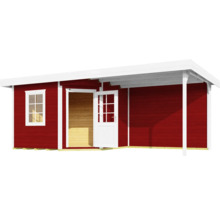 Gartenhaus weka Designhaus 213 B Gr. 2 inkl. Fußboden, Dachanbau mit Rückwand 646 x 338 cm schwedenrot