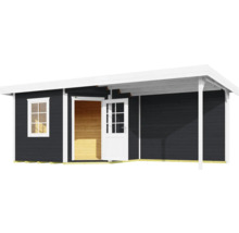 Gartenhaus weka Designhaus 213 B Gr. 2 inkl. Fußboden, Dachanbau mit Rückwand 646 x 338 cm anthrazit