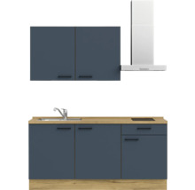 Cuisine complète NOBILIA avec appareils Urban 180 cm bleu fjord mat prémontée variante droite 4004539014732