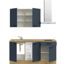 Cuisine complète NOBILIA avec appareils Urban 180 cm bleu fjord mat prémontée variante droite 4004539014732