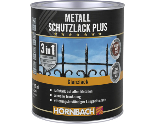 Peinture anti-rouille Plus HORNBACH brillant noir 750 ml Boîte de laque de protection pour métaux Plus
