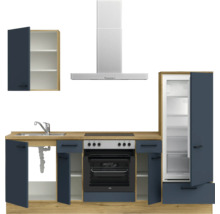 Cuisine complète NOBILIA avec appareils Urban 240 cm bleu fjord mat prémontée variante droite 4004539014978