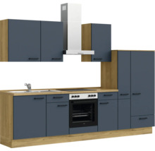Cuisine complète NOBILIA avec appareils Urban 300 cm bleu fjord mat prémontée variante droite 4004539015296