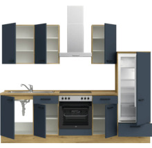 Cuisine complète NOBILIA avec appareils Urban 270 cm bleu fjord mat prémontée variante droite 4004539015135