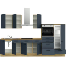 Cuisine complète NOBILIA avec appareils Urban 330 cm bleu fjord mat prémontée variante droite 4004539015456