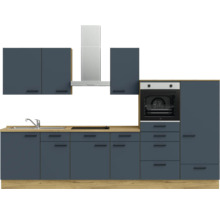 Cuisine complète NOBILIA avec appareils Urban 330 cm bleu fjord mat prémontée variante droite 4004539015456