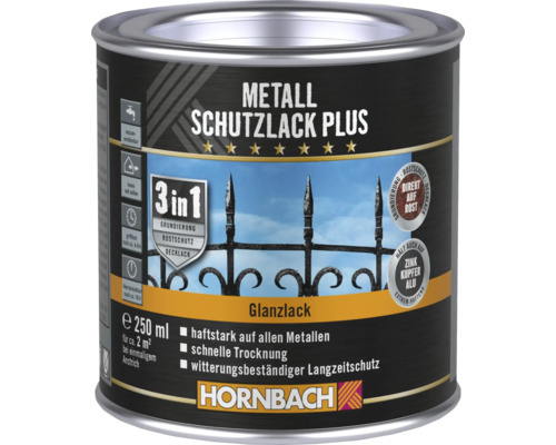 HORNBACH Metallschutzlack Plus glänzend schwarz 250 ml
