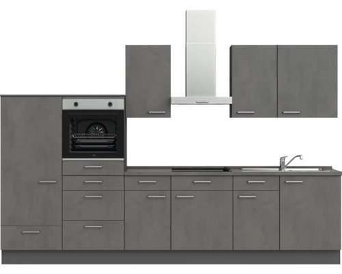 Komplette Küche mit Backofen, Spüle und Dunstabzugshaube