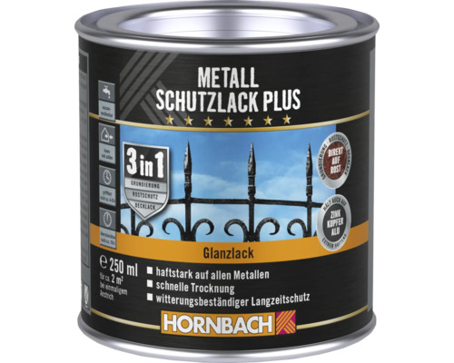 Peinture anti-rouille Plus HORNBACH brillant argent 250 ml Peinture de protection pour métal Plus, boîte de peinture de 250 ml