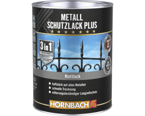 Peinture anti-rouille Plus HORNBACH noir mat 2,5 l Boîte de peinture de protection pour métaux Plus