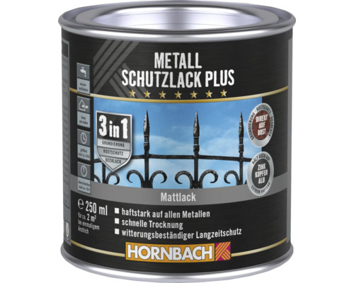 Peinture anti-rouille Plus HORNBACH noir mat 250 ml