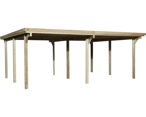 Holzcarport mit mehreren Stützpfeilern