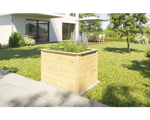 Jardinière surélevée classique weka Modulaire 98 x 69 x 69 cm bois Jardinière carrée en bois dans le jardin