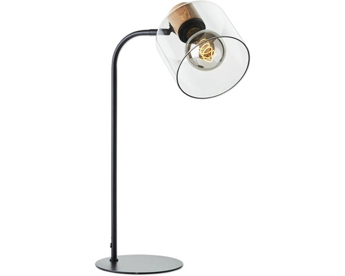 Lampe de table avec abat-jour en verre et socle en métal