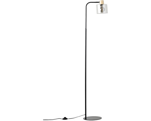 Stehlampe mit Lampenschirm aus Glas und Metallsockel