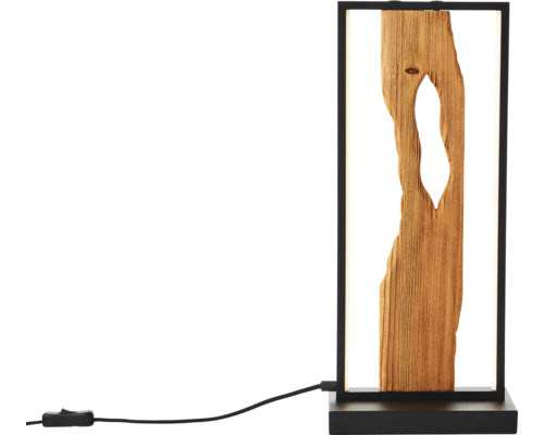 Lampe de table avec application en bois et cadre noir