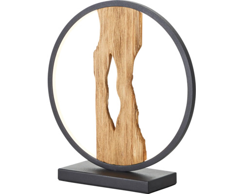 Lampe de table décorative avec élément en bois en forme de cercle