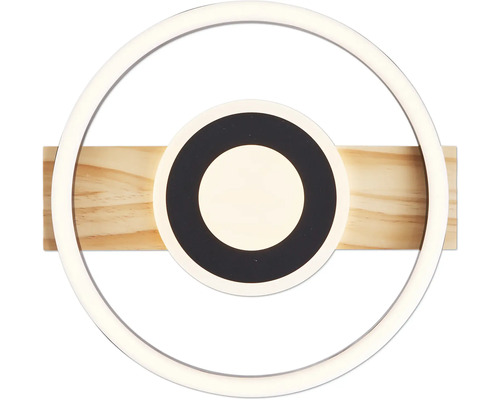 Wandleuchte mit Holzsockel und runder LED