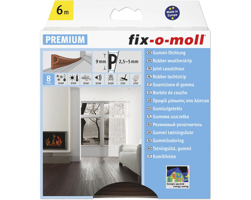 fix-o-moll P-Profildichtung selbstklebend braun 6 m 5,5 x 9 mm Fix-o-moll Premium Gummidichtung, sechs Meter