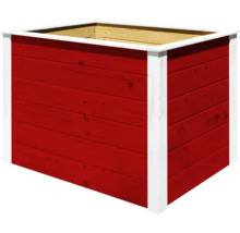 Jardinière en bois rouge avec cadre blanc