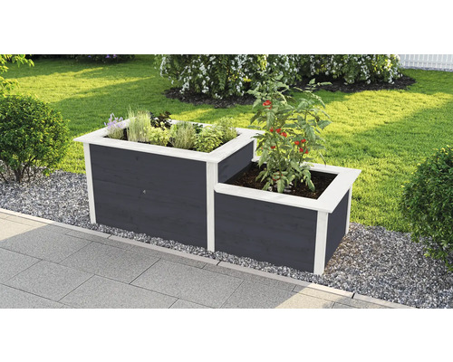 Carré potager classique weka potager en étages 669 205 x 79 x 81 cm anthracite Jardinière étagée en bois dans le jardin