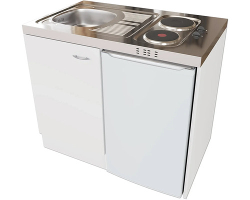 Minicuisine avec évier, plaque de cuisson et réfrigérateur