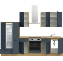 Cuisine intégrée complète avec appareils électriques, évier et hotte aspirante
