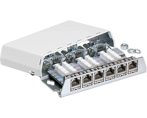 Netzwerkverteiler mit Anschlussdosen und Abdeckung