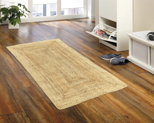 Hall d''entrée avec tapis, armoire à chaussures et décoration