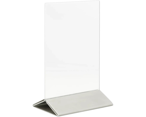 Support de table avec pied en acier inoxydable transparent DIN A6