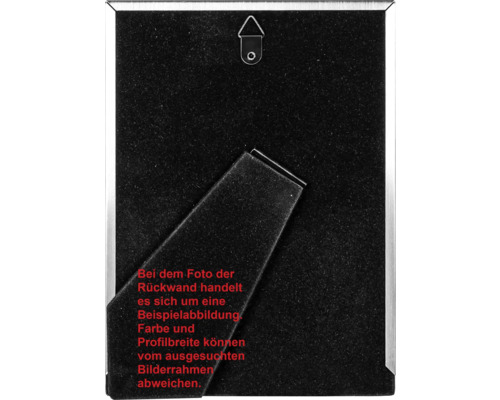 Rückseite eines Bilderrahmens mit Aufhängevorrichtung und Ständer