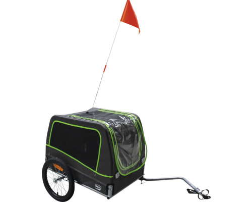 Remorque pour vélo Karlie GO env. 130 x 70 x 54 cm, cabine env. 76 x 53 x 54 cm, pour chiens, jusqu'à 30 kg gris/vert