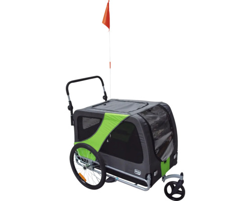 Remorque pour vélo Karlie GO XL env. 144 x 74 x 84 cm, cabine env. 90 x 56 x 63 cm, pour chiens, jusqu'à 45 kg gris/vert