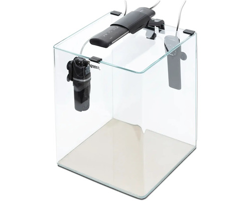 Aquarium OptiBent 20 noir, 20 l avec éclairage LED, chauffage, filtre intérieur et support, nano-aquarium en verre blanc Aquarium OptiBent 20 noir, 20 l avec éclairage LED, chauffage, filtre intérieur et support, nano-aquarium en verre blanc