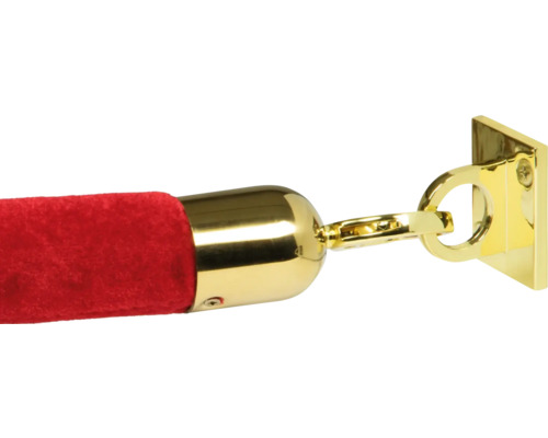 Corde de séparation rouge avec support mural doré