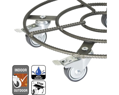 Support à roulettes pour plantes avec frein de stationnement, convient pour l''intérieur et l''extérieur, résistant à l''eau