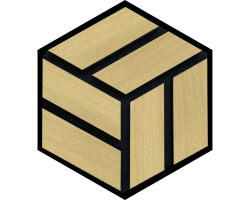Akustikpaneel Hexagon Lavendel PET + MDF foliert 300 x 260 x 19 mm Dekorpaneel in Sechseckform mit Holzoptik