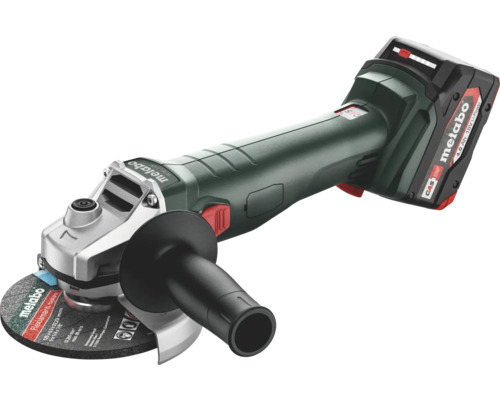 Meuleuse d'angle sans fil Metabo 18 V W 18 7-125 125 mm avec batterie et chargeur Meuleuse d''angle sans fil Metabo avec disque à meuler et poignée supplémentaire