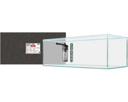 Aquarium mit Innenfilter, Heizstab und Unterlegmatte