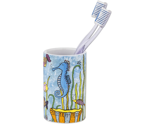 Gobelet pour brosse à dents Wenko Rollin'Art Ocean Life bleu mat 25125100