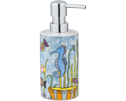 Seifenspender mit Meeresmotiv und Chrompumpe