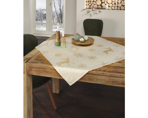 Nappe magie hivernale champagne 80x80 cm Nappe magie hivernale champagne 80x80 cm