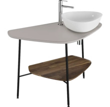 Keramik-Konsole VitrA Plural BxHxT 1032 x 730 x 612 mm Konsolplatte Keramik taupe / Eiche für Becken rechts